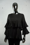 Womens Black Pleated Blouse 