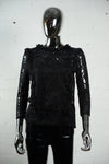 Womens Black Lace Frill Top