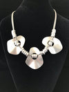 Womens Necklace Silver Beaten Disc Beaded 