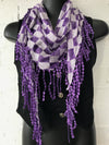 various colours Scarf Checked Pattern With Tassels checked Belt Scarf Alt finery