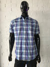 Van Heusen Mens Short Sleeve Shirt • Blue, Purple and Navy Plaid