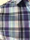 Van Heusen Mens Short Sleeve Shirt • Blue, Purple and Navy Plaid