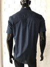 Men's Short Sleeve Shirt • Navy with Square Pattern
