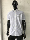 Van Heusen Mens Short Sleeve Shirt • White with Square Pattern