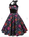 Womens Vintage Style Halter Dress • Floral Print
