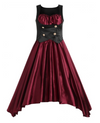 Womens Vintage Style Dress • Wine Red Lolita Style • Plus Size 