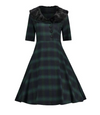 Womens Vintage Style Dress • Black and Green Plaid 