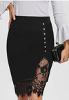 Bodycon Skirt with Slit and Lace Trim