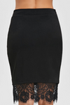 Bodycon Skirt with Slit and Lace Trim