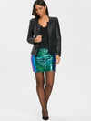 Sequin Mini Skirt with Back Zip • Blue Green Tones