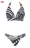 Womens Bathers • Black and white Abstract Stripe Bikini