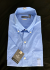 Van Heusen Mens Short Sleeve shirt • Light Blue with White Grid Pattern