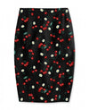 Liquorbrand Slim Fitting Pencil Skirt • Black with Cherries