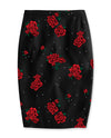 Liquorbrand Wiggle Skirt • Black with Red Roses