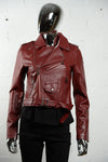 Faux Leather Biker Jacket • Wine Red