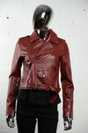Faux Leather Biker Jacket • Wine Red