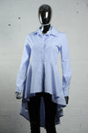 Womens Blue and White Stripe Drop Tail shirt