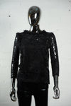 Womens Black Lace Frill Top