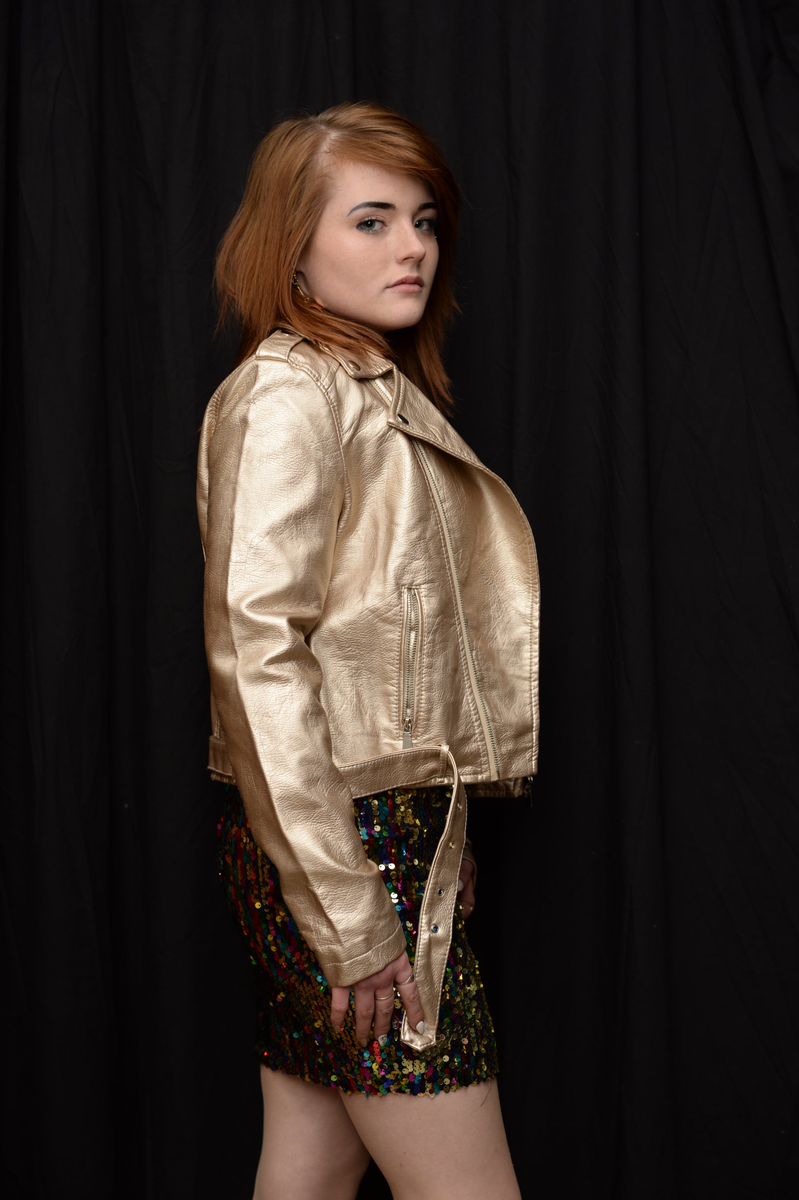 Gold faux leather jacket 2025