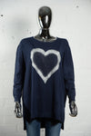 Womens Navy Jumper with Silver Heart