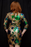 Sequin Leaf Bodycon Dress • Green