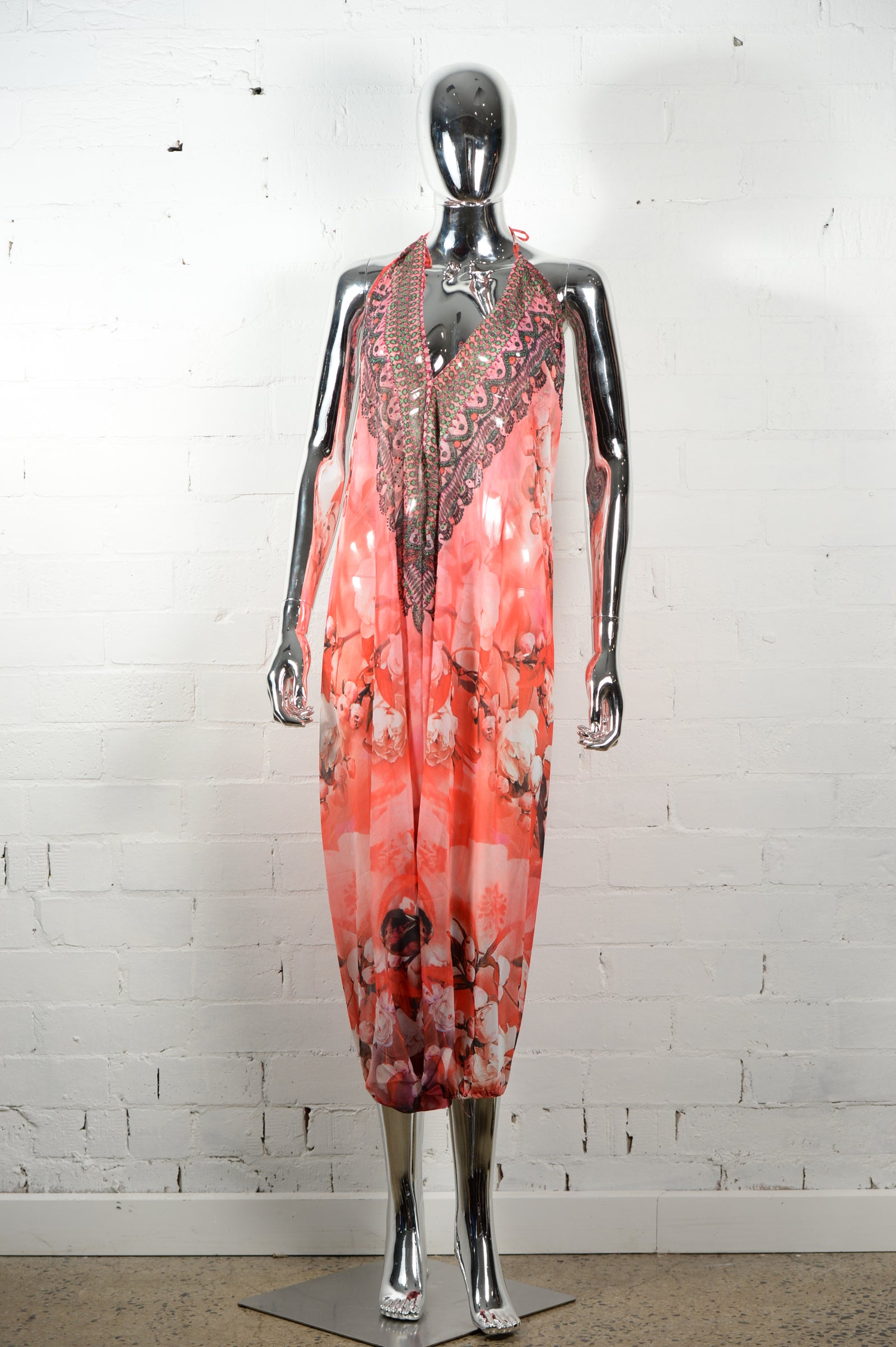 Resort Jumpsuit • Red Floral Bird Print