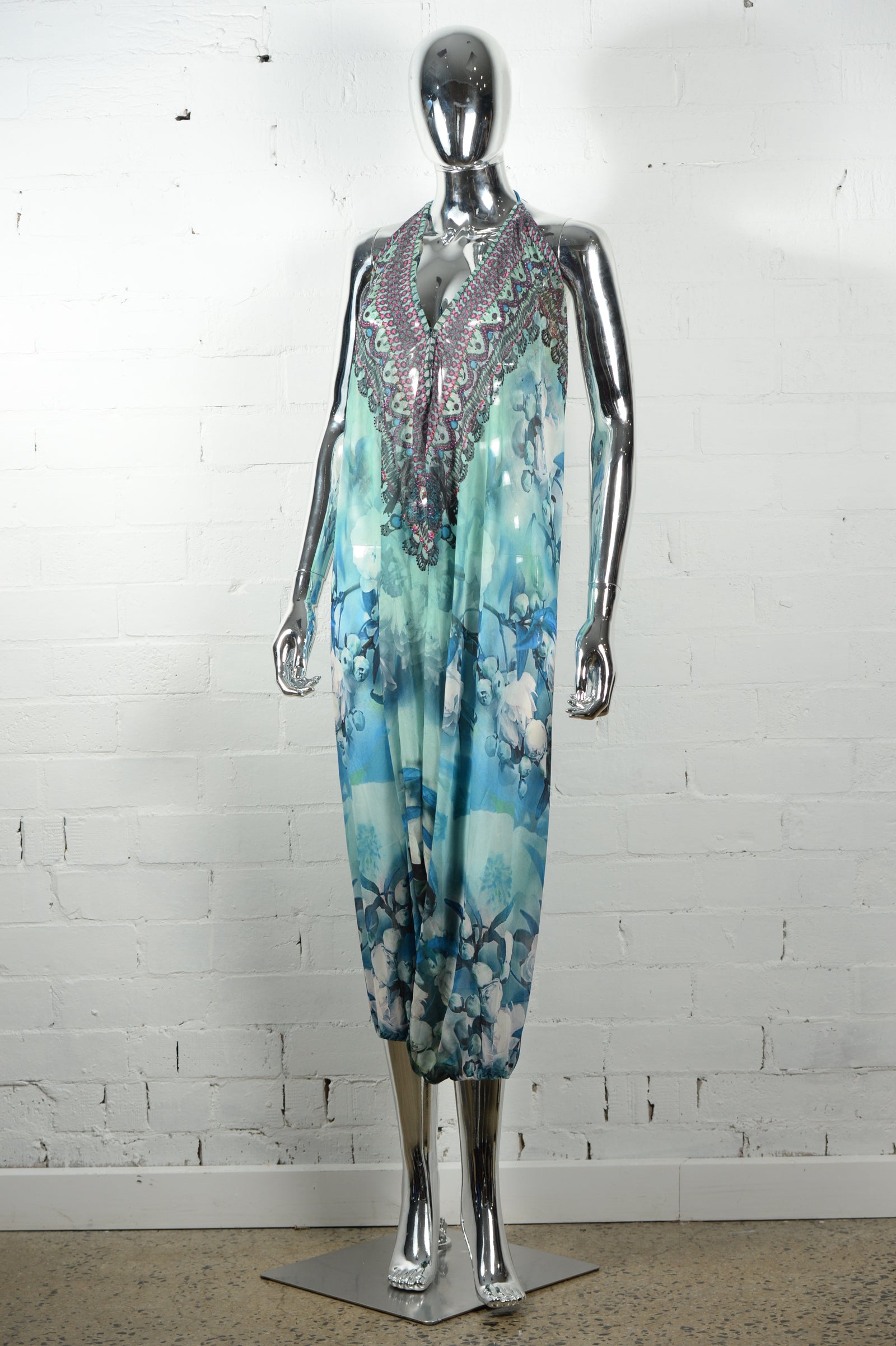 Resort Jumpsuit •  Green Blue Floral