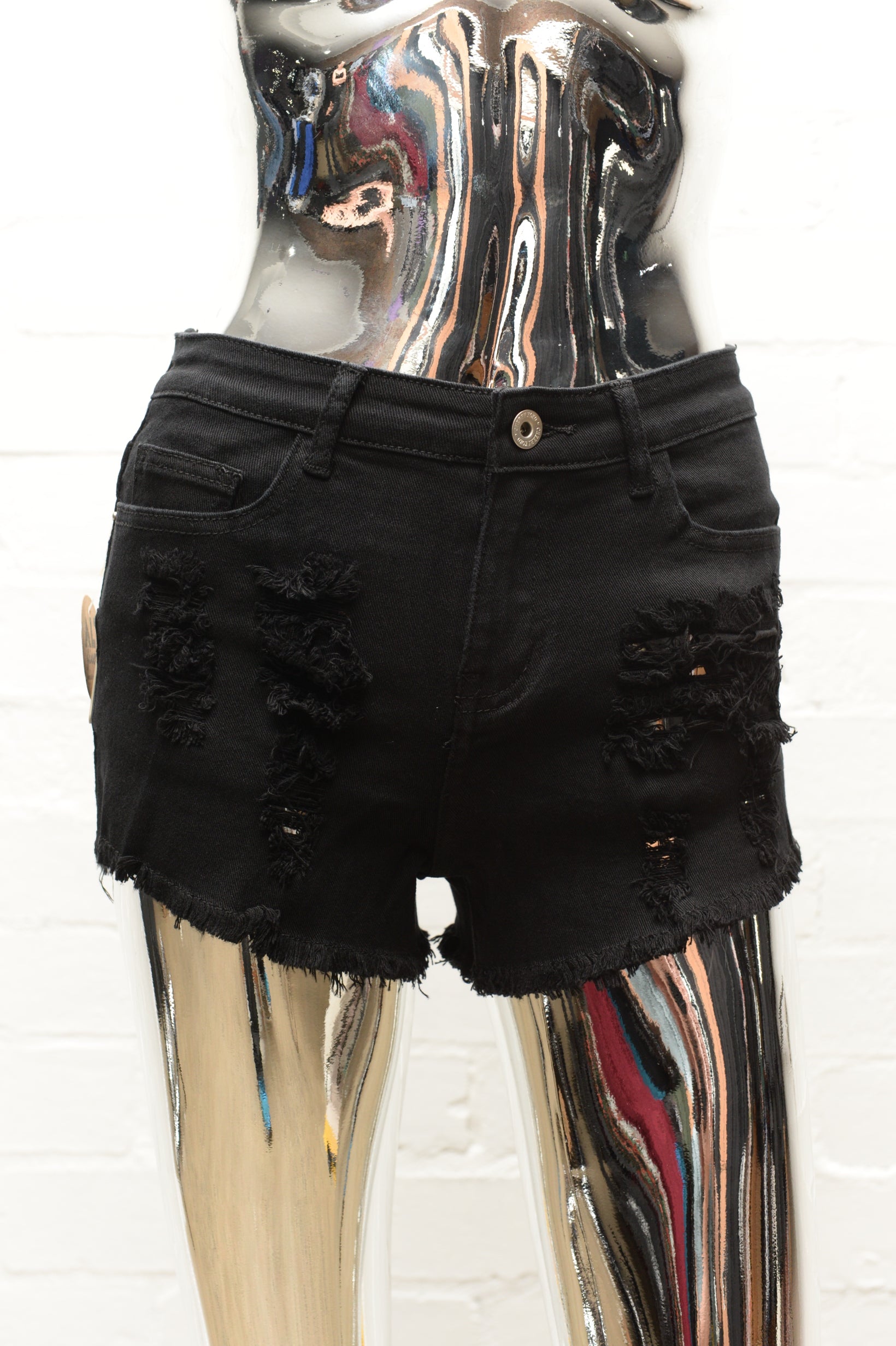Shredded sequin denim best sale shorts