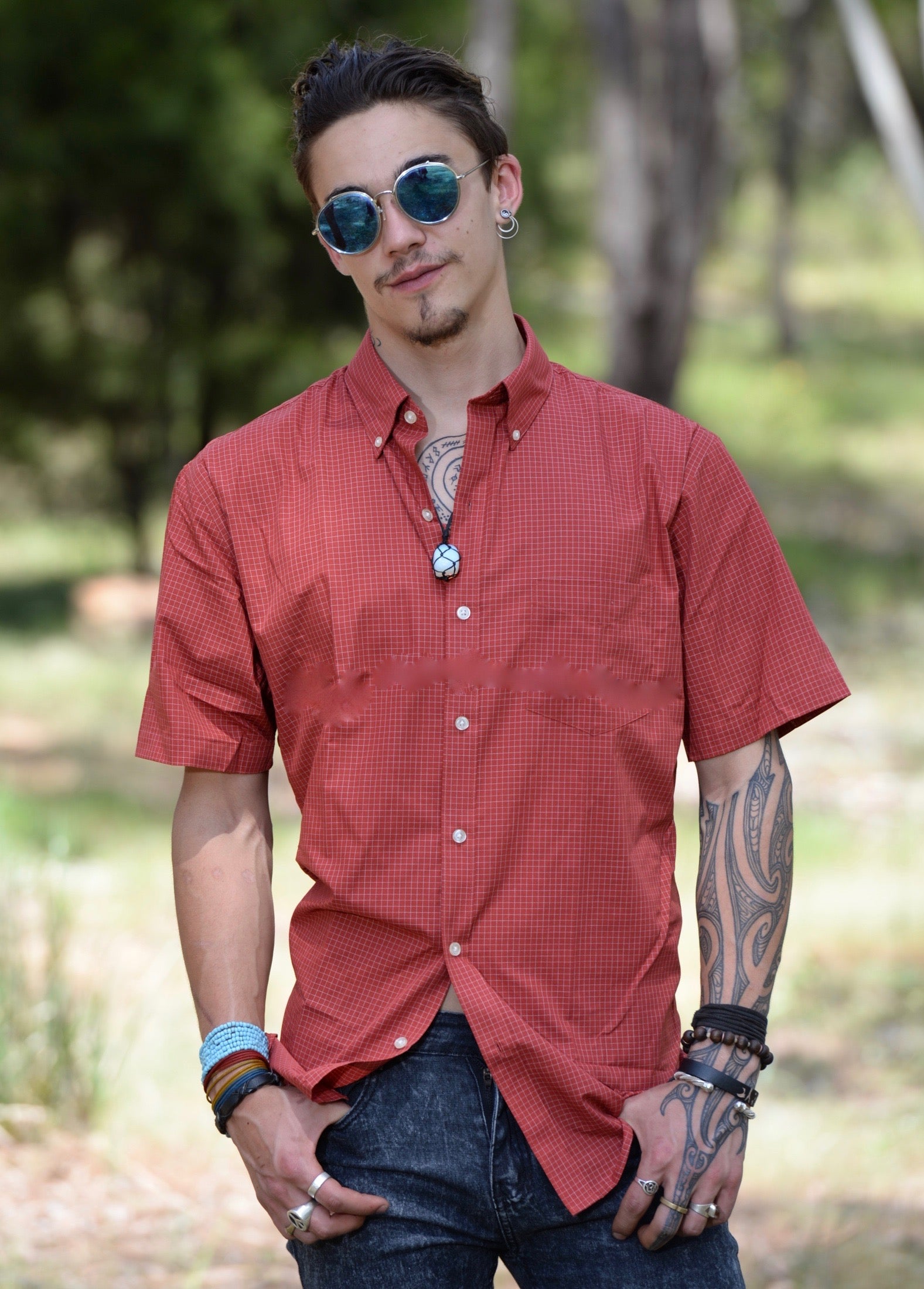 Van Heusen Mens Short Sleeve Shirt • Rust
