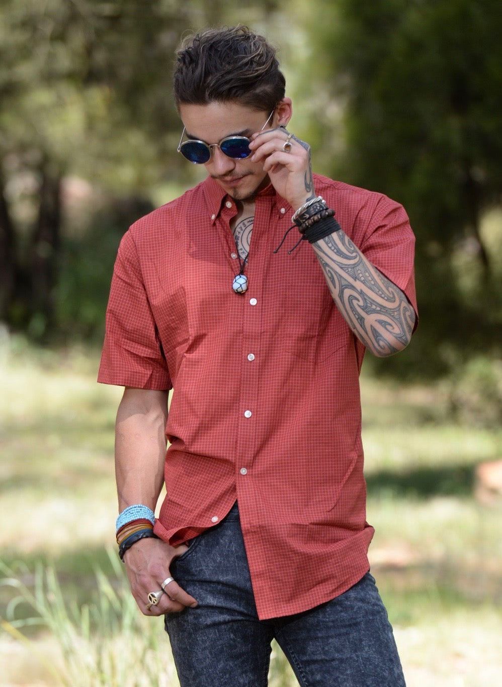 Van Heusen Mens Short Sleeve Shirt • Rust