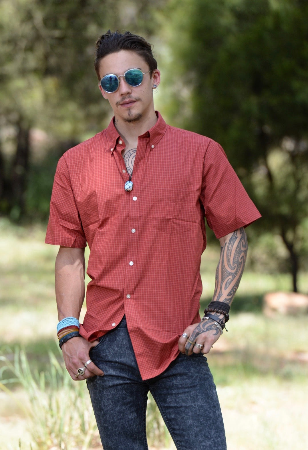 Van Heusen Mens Short Sleeve Shirt • Rust