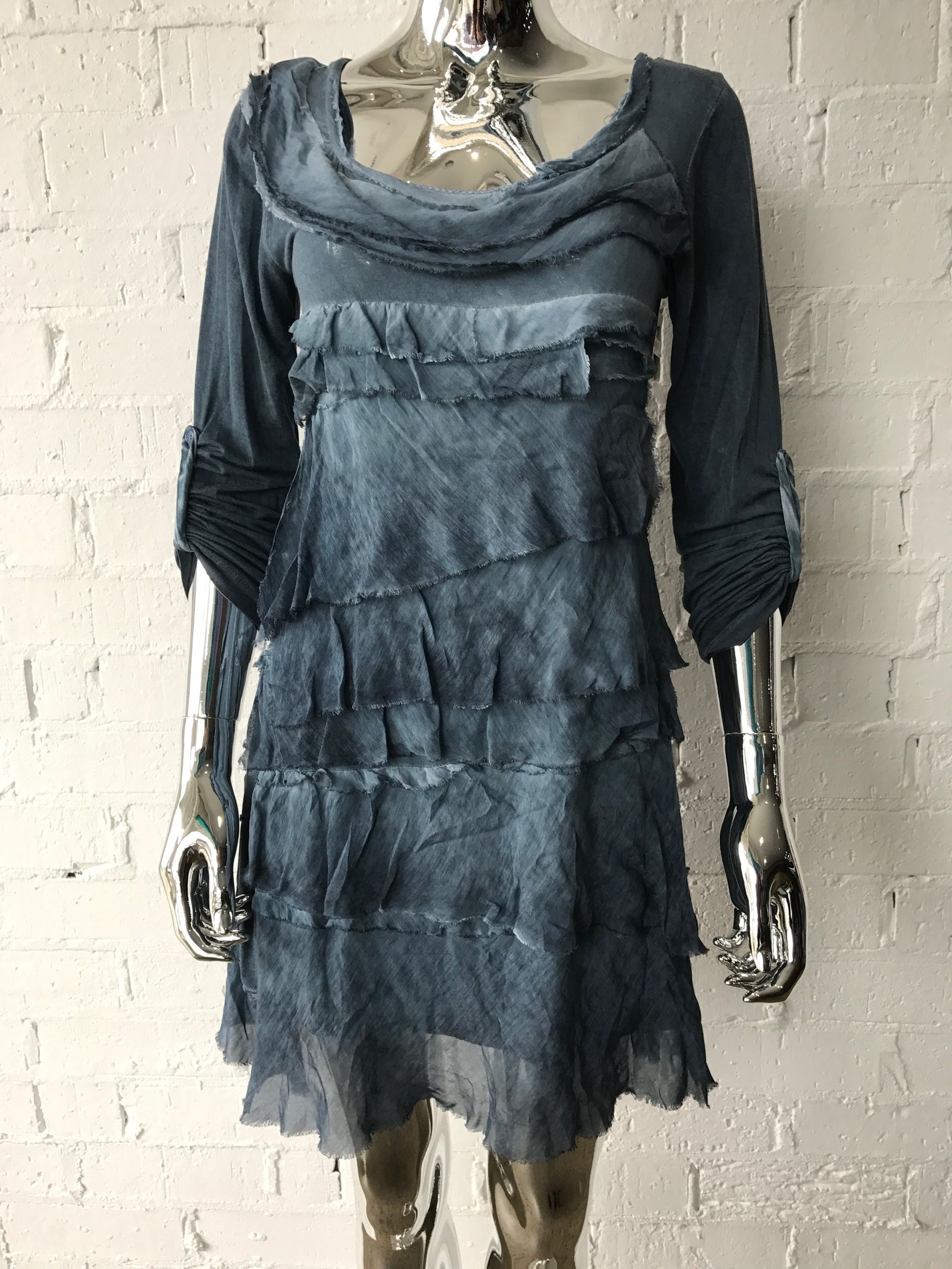 Hand Dyed Layered Silk Dress • Grey