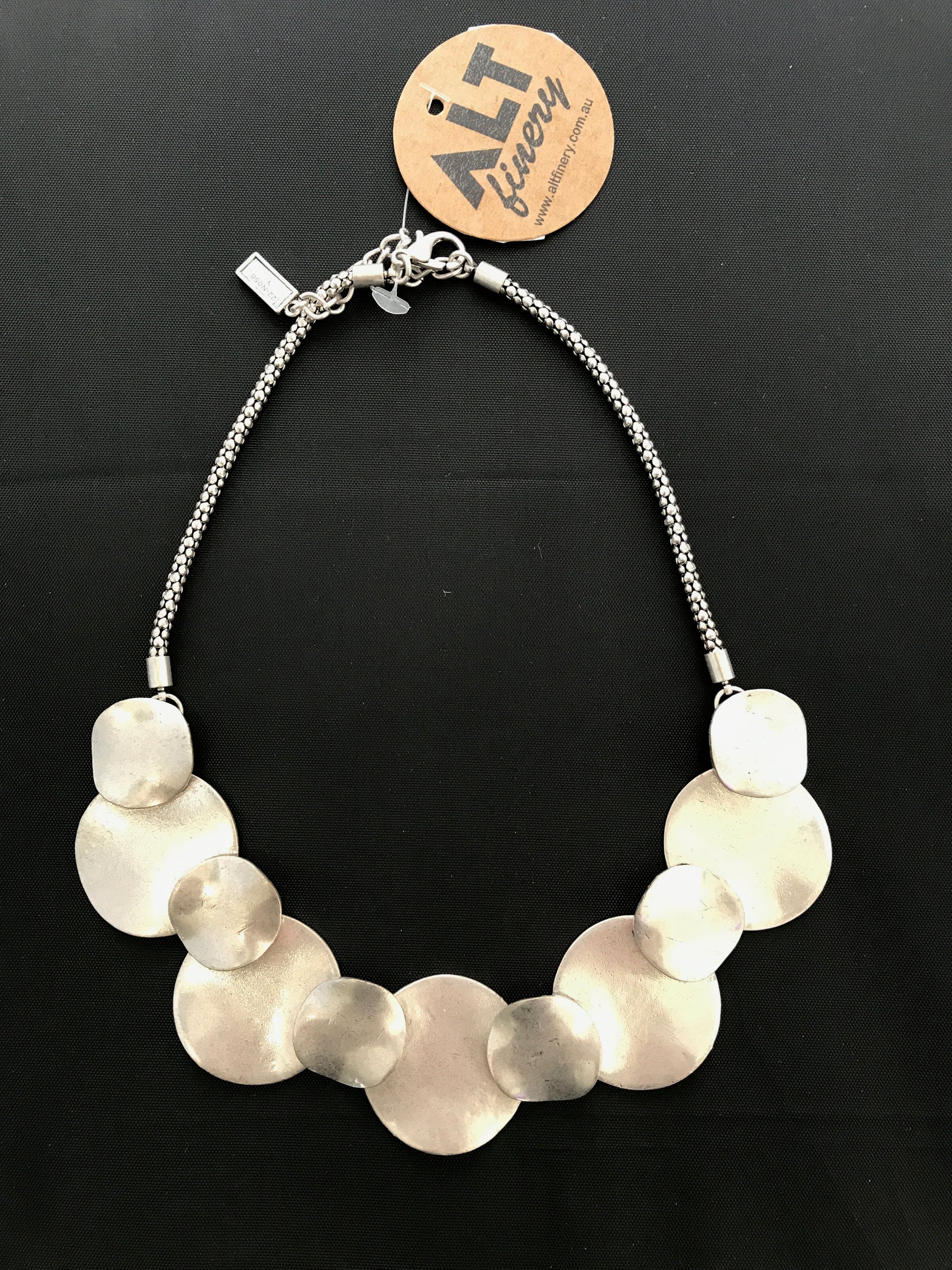 Womens Necklace Silver Double Disc 