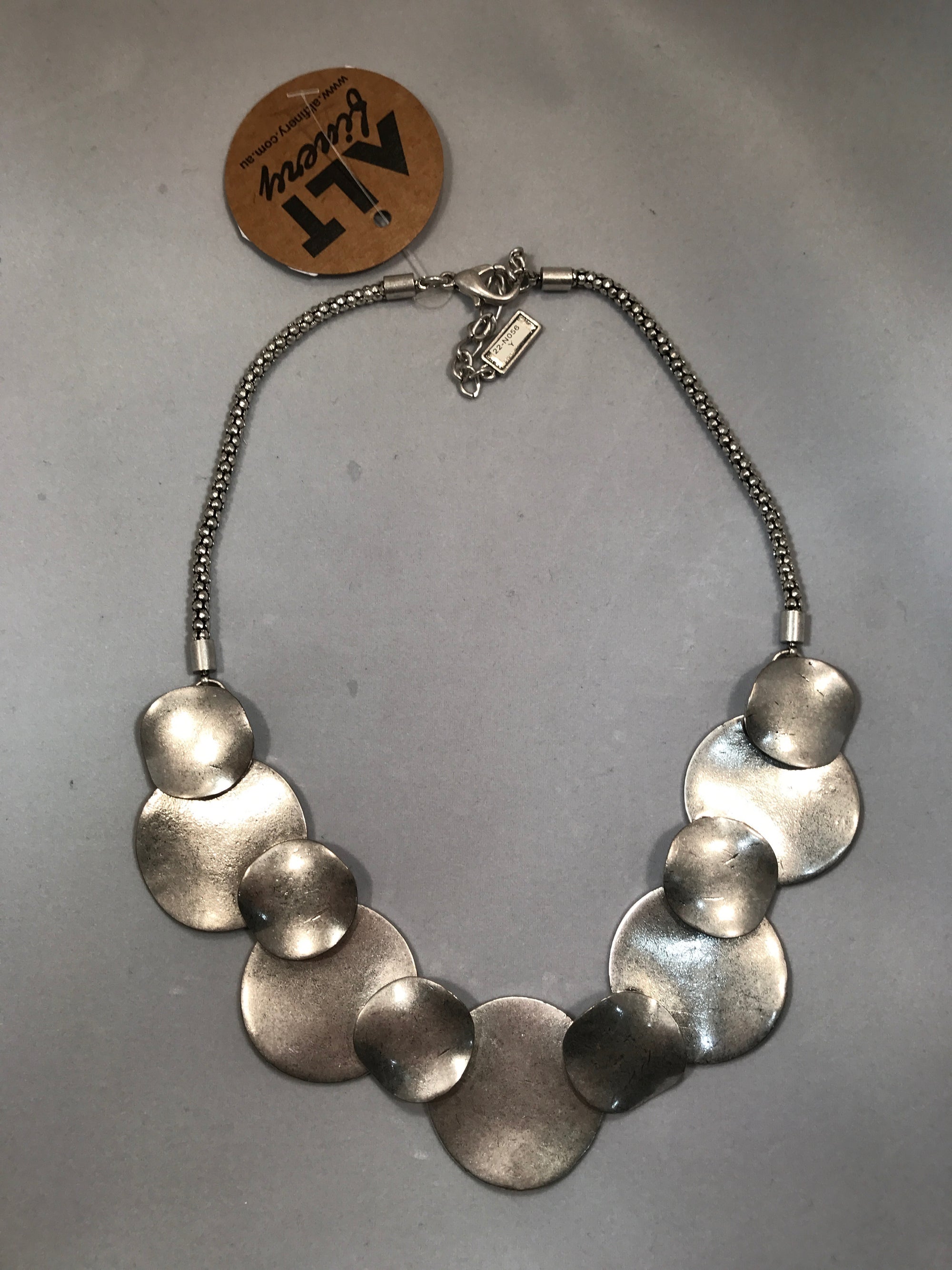 Womens Necklace Silver Double Disc 