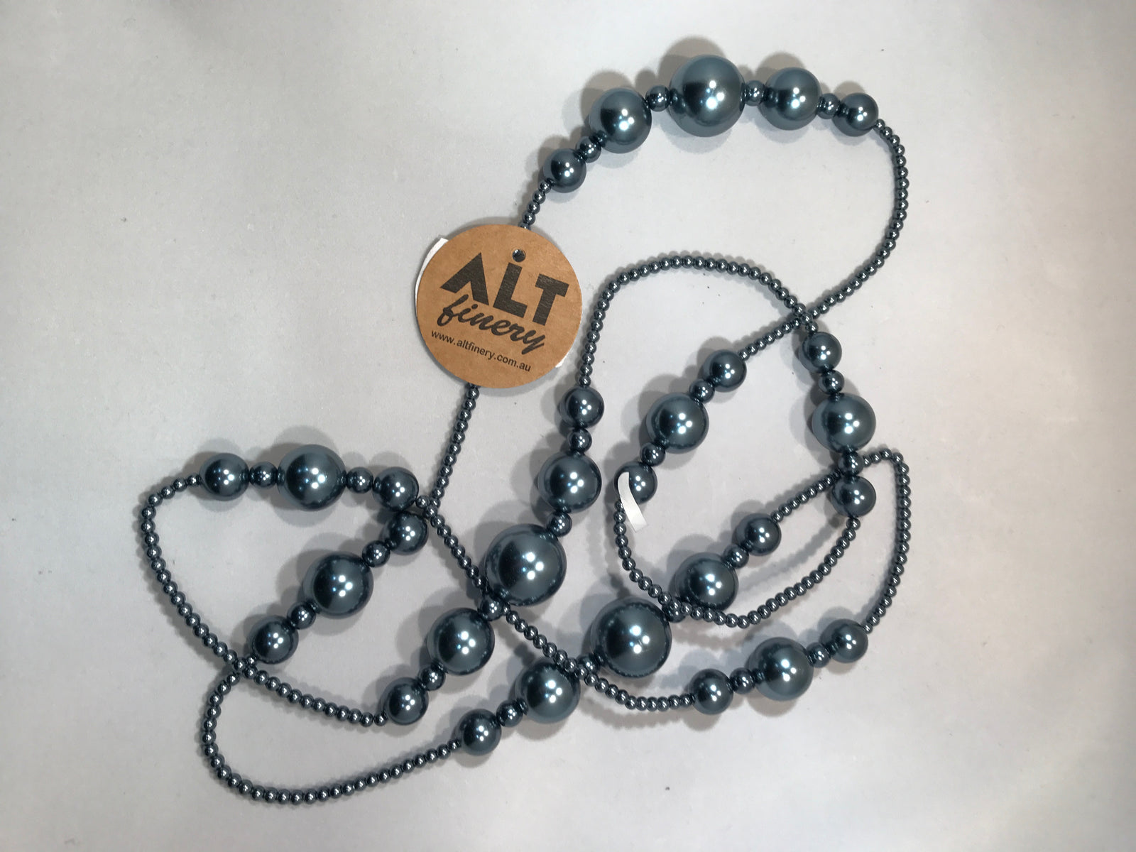 Long Metallic Bead Necklace