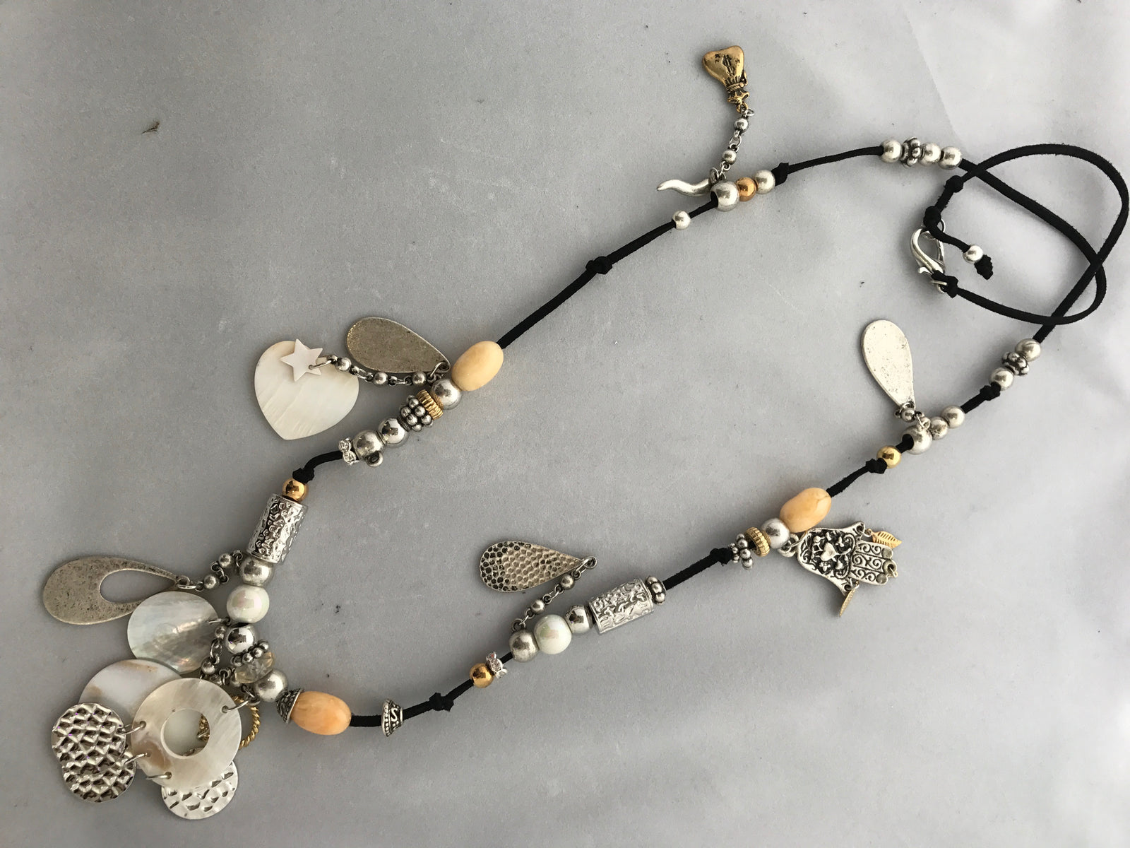 Necklace OM Hand Indian Bead Pendant