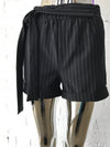 Womens Striped Shorts Black with Grey Stripe