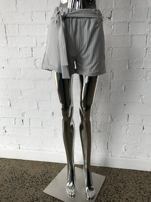 Womens Striped Shorts Cream with Grey Stripe