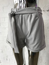 Womens Striped Shorts Cream with Grey Stripe