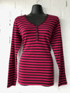 Womens Red and Plum Striped Top