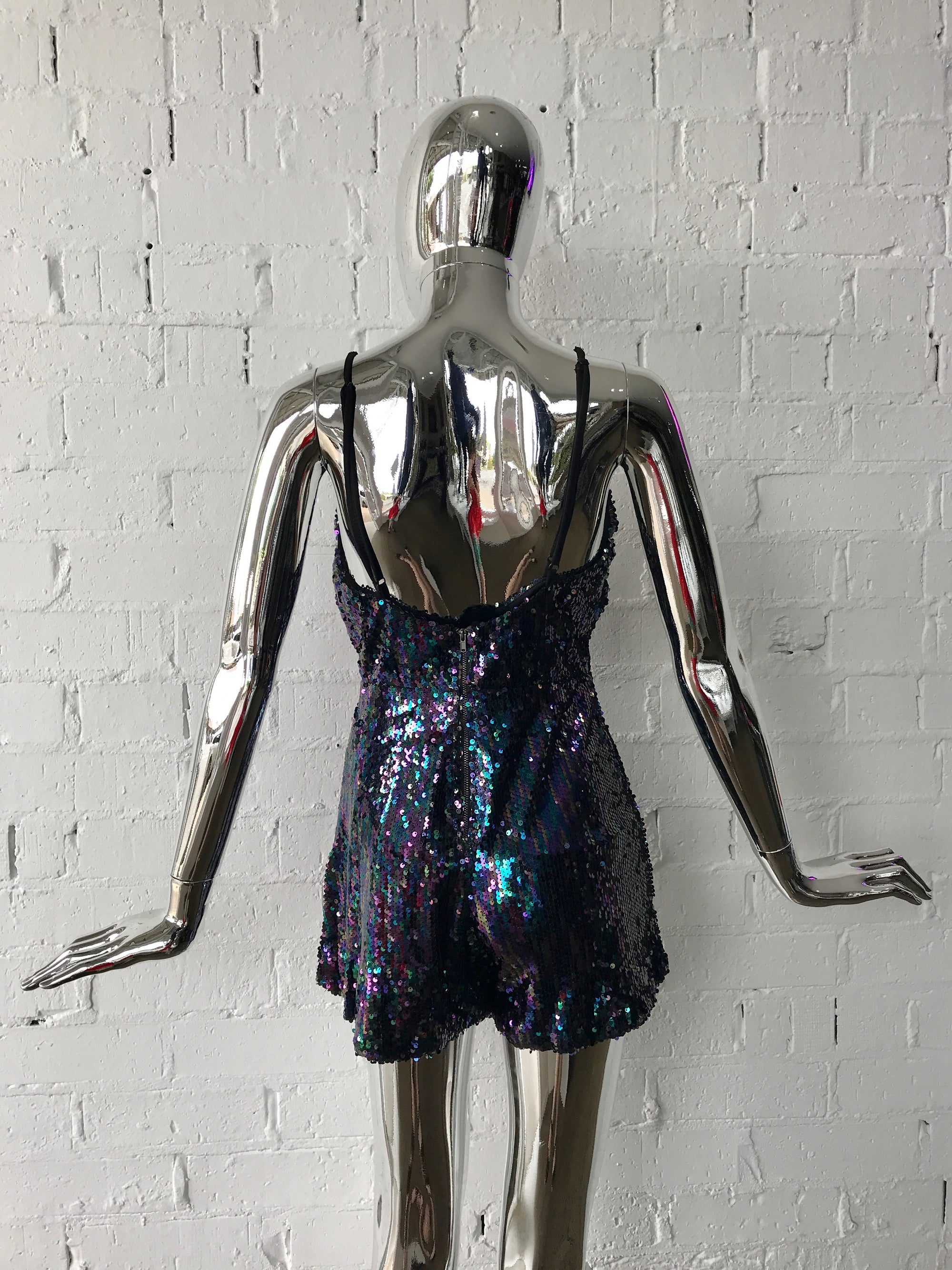 Womens Playsuit • Sequin Plunge Neck