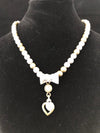 Metallic Pearl Choker with Bow and Heart Pendant