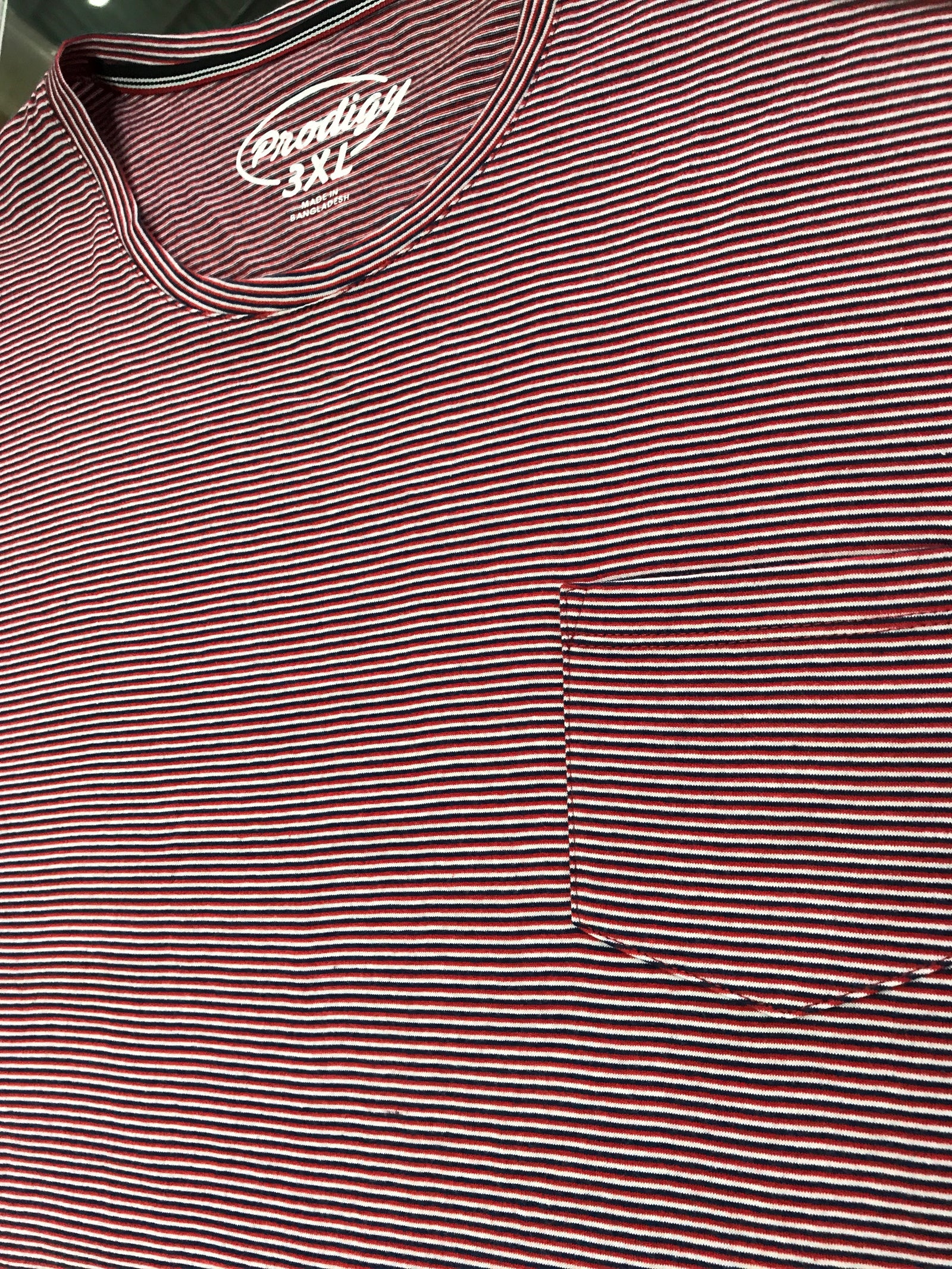 Mens T-Shirt • Red with Fine stripe