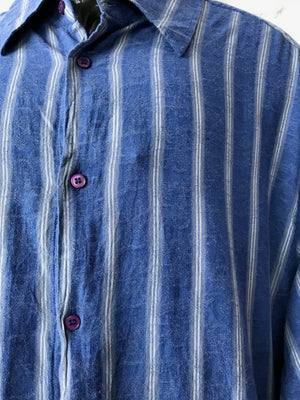 Mens Shirt  • Blue with White stripes • XL
