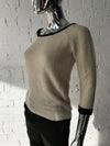 Womens Jumpers • Cream Waffle Knit with Black Rib • M