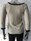 Womens Jumpers • Cream Waffle Knit with Black Rib • M