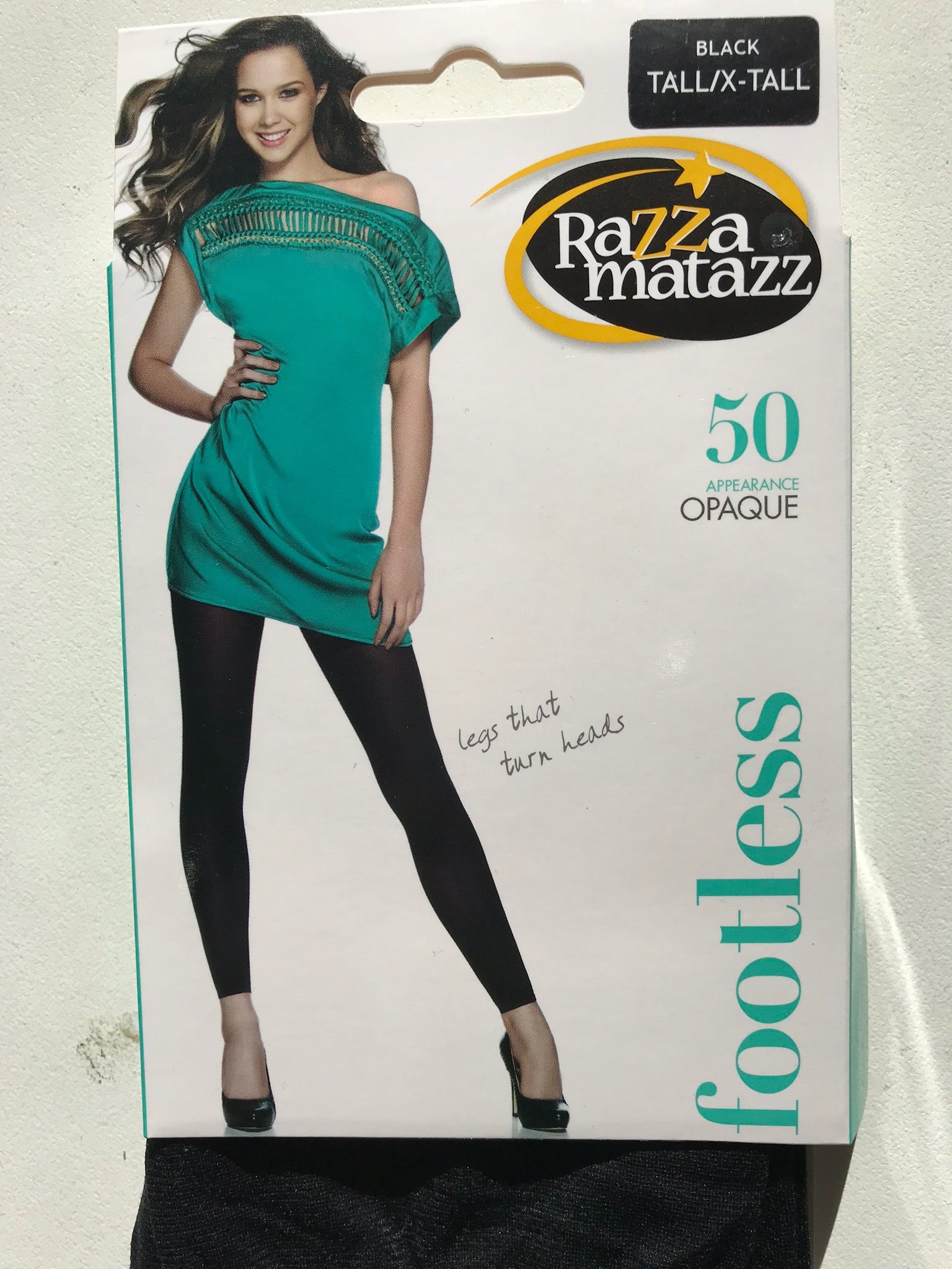 Black Opaque Footless Tights • TALL/ XTALL
