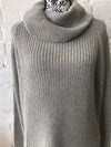 Cable Knit Jumper with Cowl Neck • Grey