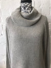 Cable Knit Jumper with Cowl Neck • Grey
