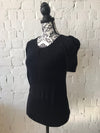Womens Black Short Sleeve Knit Top